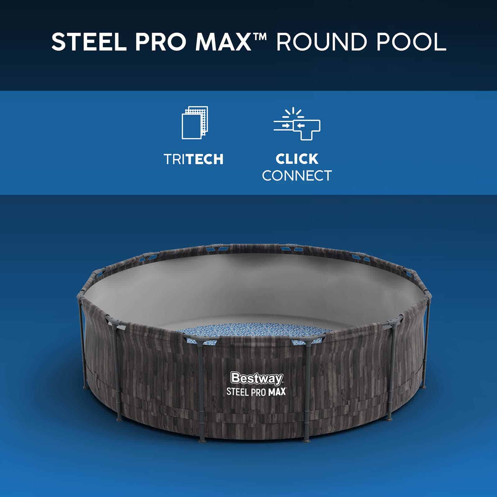 Piscina Desmontable Tubular Bestway Steel Pro Max efecto Madera Ø427 x 107 cm con Depuradora de Cartucho 3.028 l/h, Escalera y Cobertor - Imagen 11