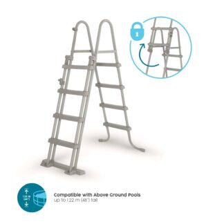 Escalera de Seguridad Bestway Flip & Lock 76 x 118,5 x 163 cm para Piscinas Desmontables de 122 cm de Altura