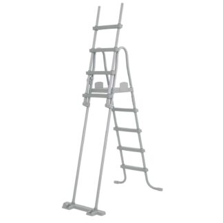 Escalera de Seguridad para Piscinas Bestway Flip & Lock 76,5 x 124,5 x 135/191,5 cm para Piscinas Desmontables de 132 cm de Altura