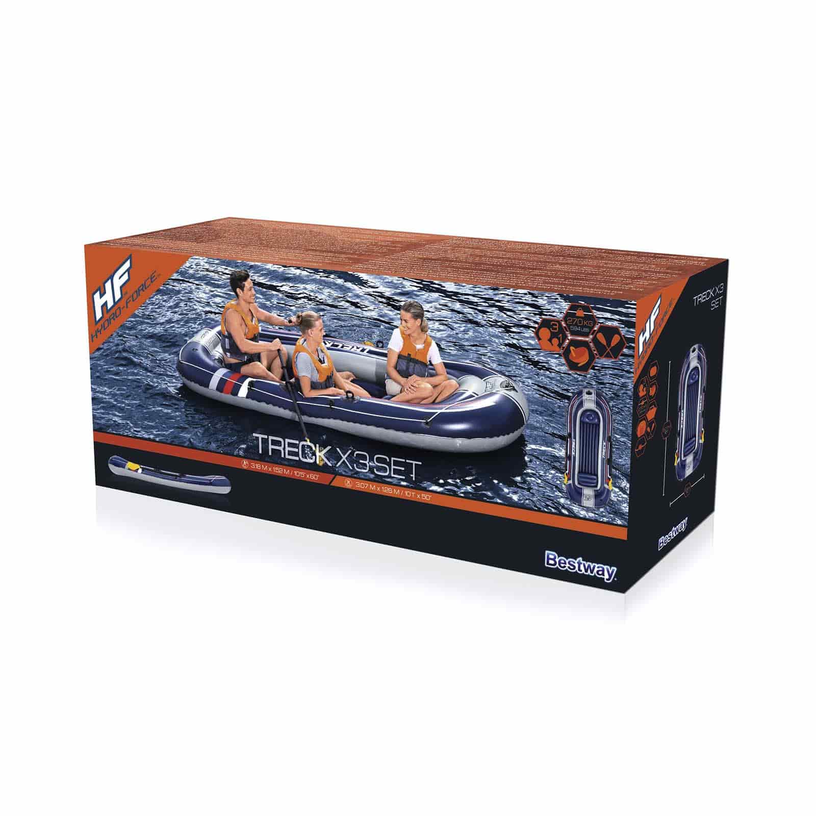 Barca hinchable Bestway Hydro-Force™ Treck X3 307x 126 x 39 cm con capacidad máxima de 270 kg, incluye 2 remos de 124 cm y bomba de pie - Imagen 6