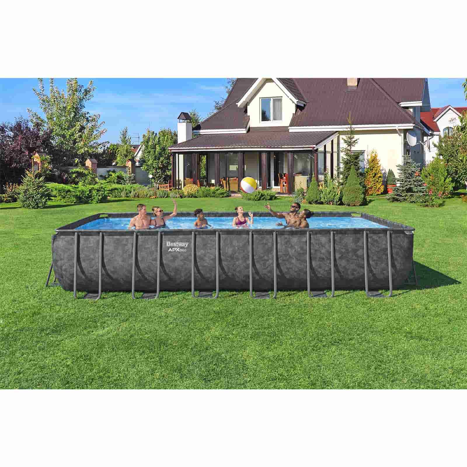 Bestway APX 365 Piscina Tubular Retangular 732 x 366 x 132 cm com Filtro de Areia, Escada e Cobertura de 6.056 l/h - Image 2