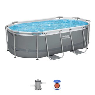 Piscina Desmontable Tubular Bestway Steel Pro Max Oval 305 x 200 x 84 cm con Depuradora de Cartucho 1.249 l/h