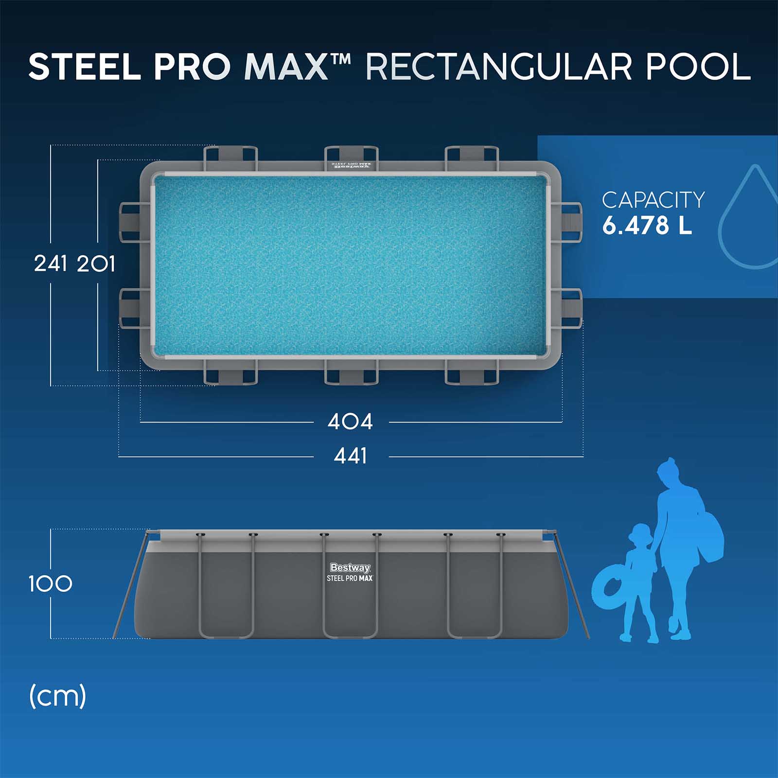 Piscina Desmontable Tubular Bestway Steel Pro Max Rectangular 404 x 201 x 100 cm con Depuradora de Cartucho 2.006 l/h y Escalera - Imagen 3