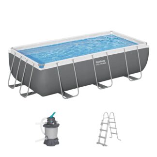 Piscina Desmontable Tubular Bestway Steel Pro Max Rectangular 404 x 201 x 100 cm con Depuradora de Arena 3.596 l/h y Escalera