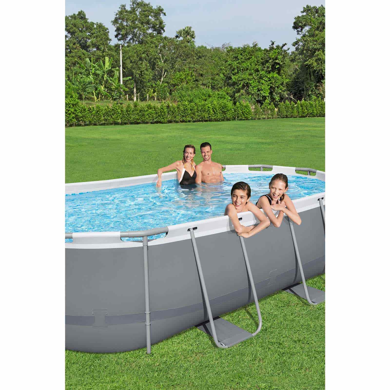 Bestway Steel Pro Max Oval Tubular Destacável Piscina 427 x 250 x 100 cm com Filtro de Cartucho de 2.006 l/h e Escada - Image 2
