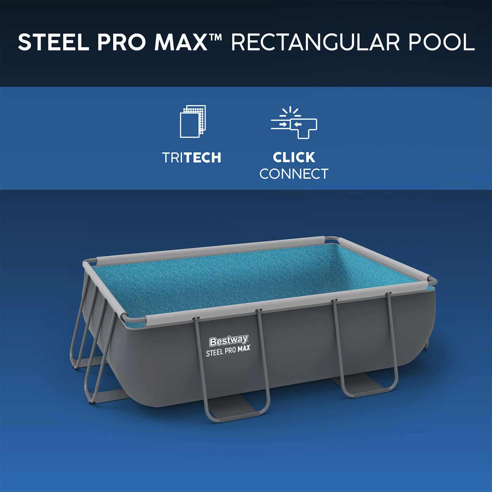 Piscina Desmontable Tubular Bestway Steel Pro Max Rectangular 282 x 196 x 84 cm con Depuradora de Cartucho 1.249 l/h - Imagen 6