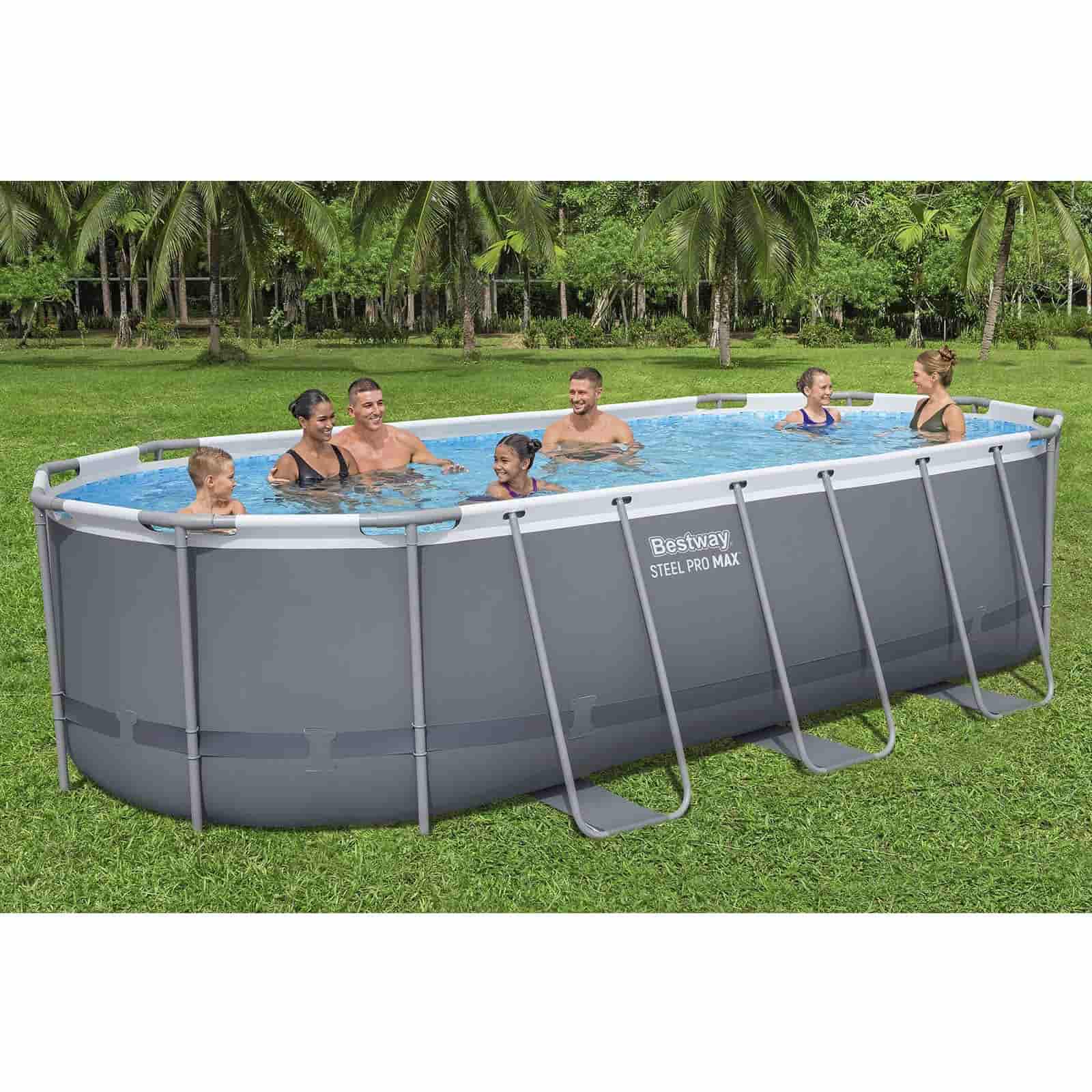 Bestway Steel Pro Max Oval Tubular Removível Piscina 549 x 274 x 122 cm com Filtro de cartucho de 5.678 l/h Tampa e Escada - Image 2