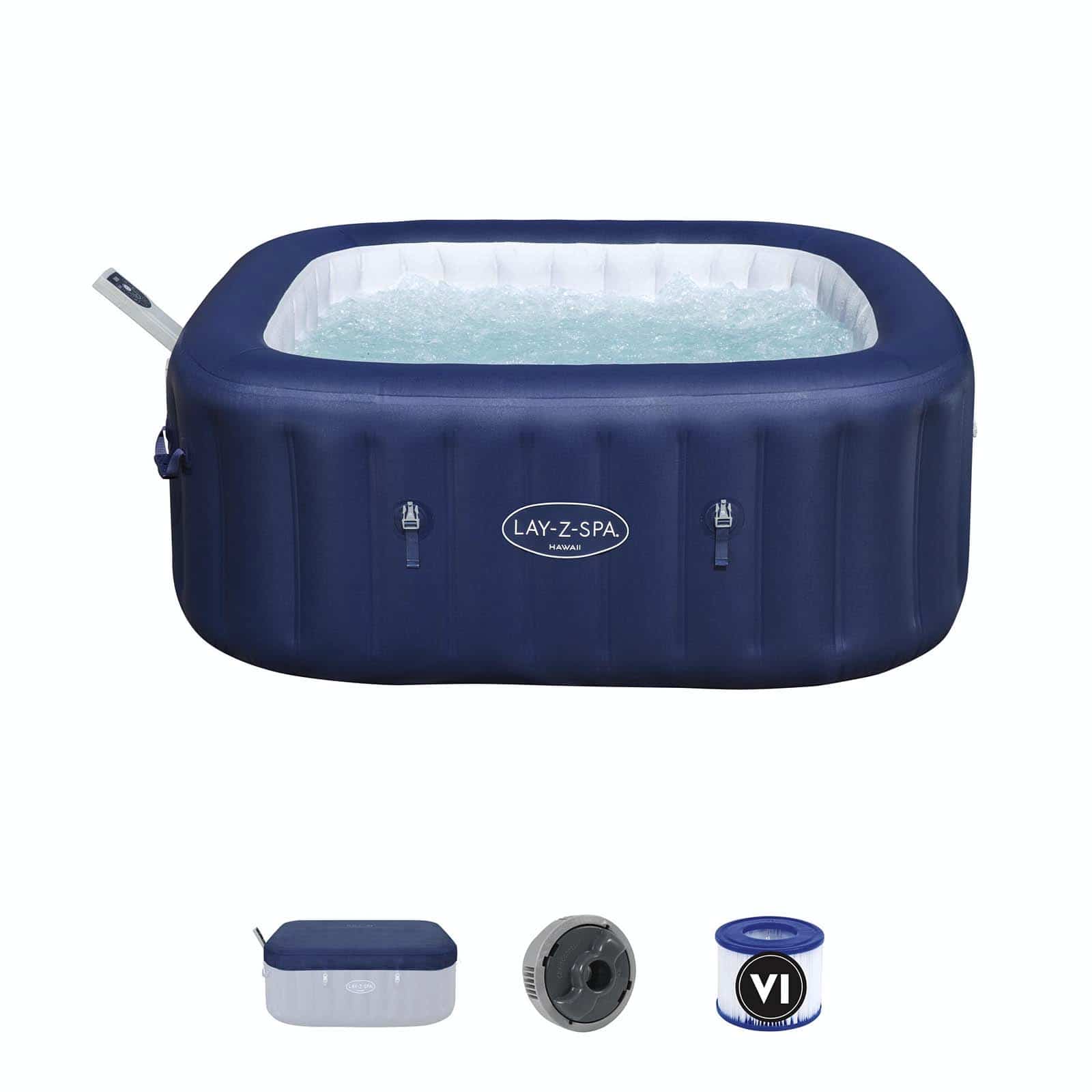 Bestway Lay-Z-Spa Hawaii MaxHold EnergySense UltraFit Smart AirJet 6 180x180x71 cm Spa inflável para 4-6 pessoas em azul | Jatos Airjet 140