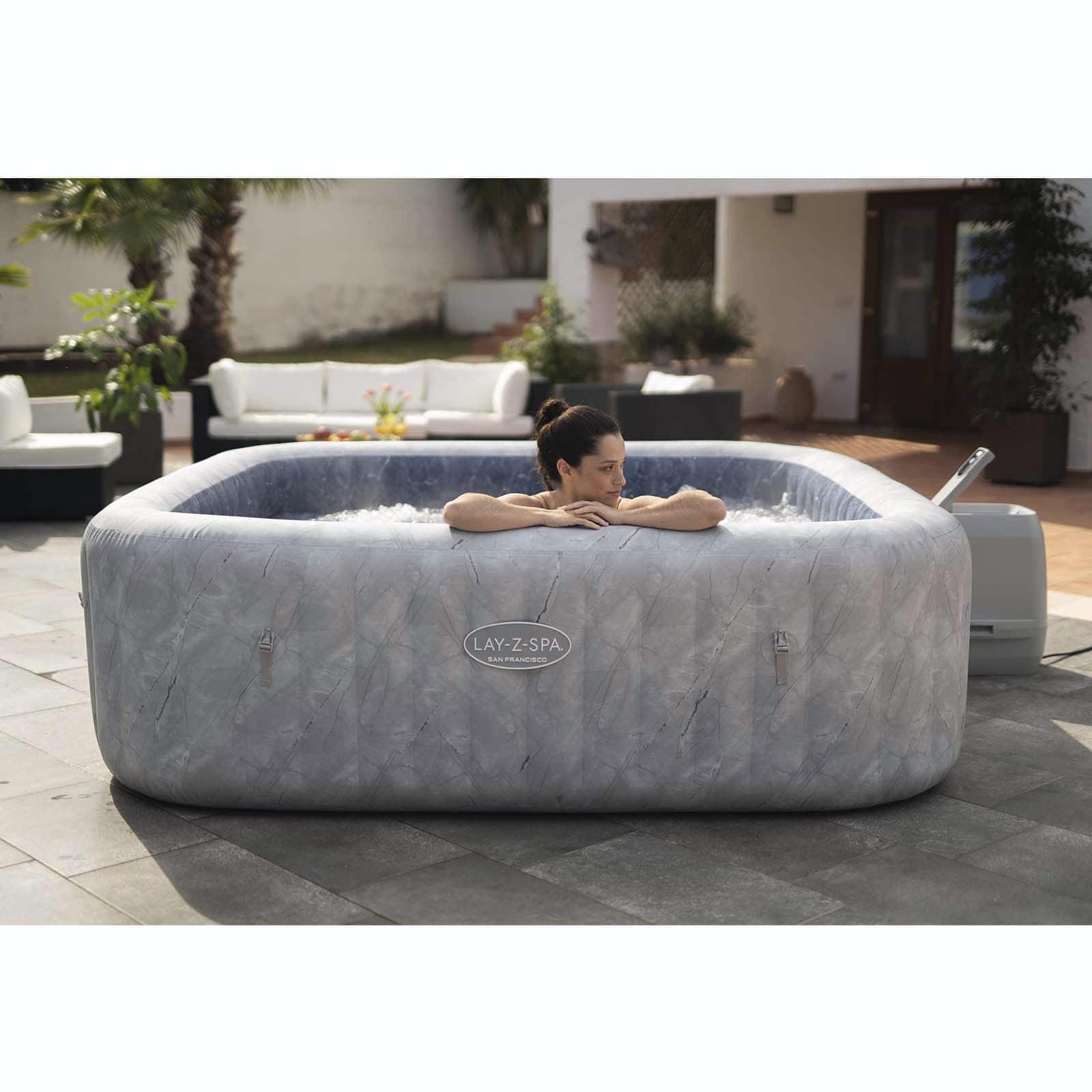 Bestway Lay-Z-Spa San Francisco MaxHold EnergySense Smart Luxe HydroJet Pro 7 Spa Inflável Efeito de Mármore Cinza 230 x 230 x 71 cm para 5-7 pessoas - Image 3