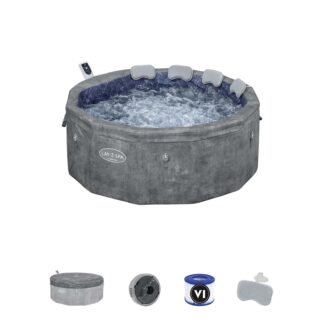 Bestway Lay-Z-Spa Carrara Spa Inflável com Tecnologia Energy-Efficient Smart AirJet Ø170 x 65 cm para 4-6 pessoas, em cinza pedra | Jatos Airjet 140