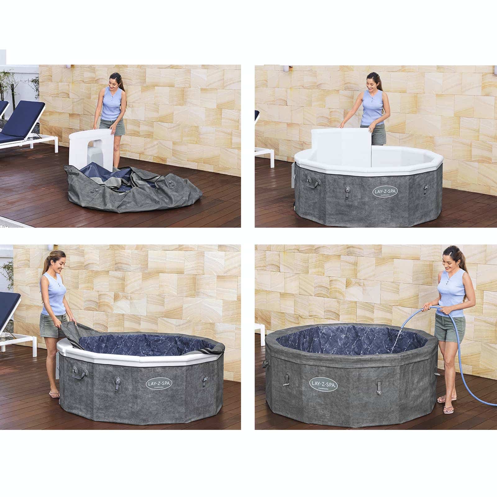 Bestway Lay-Z-Spa Carrara Spa Inflável com Tecnologia Energy-Efficient Smart AirJet Ø170 x 65 cm para 4-6 pessoas, em cinza pedra | Jatos Airjet 140 - Image 3