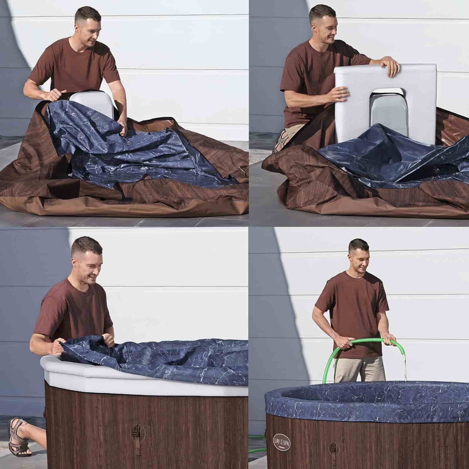 Bestway Lay-Z-Spa Toronto ThermaCore UltraFit Smart AirJet 7 Wood Effect Inflável Spa Ø190 x 70 cm para 5-7 pessoas | Jatos Airjet 180 - Image 4
