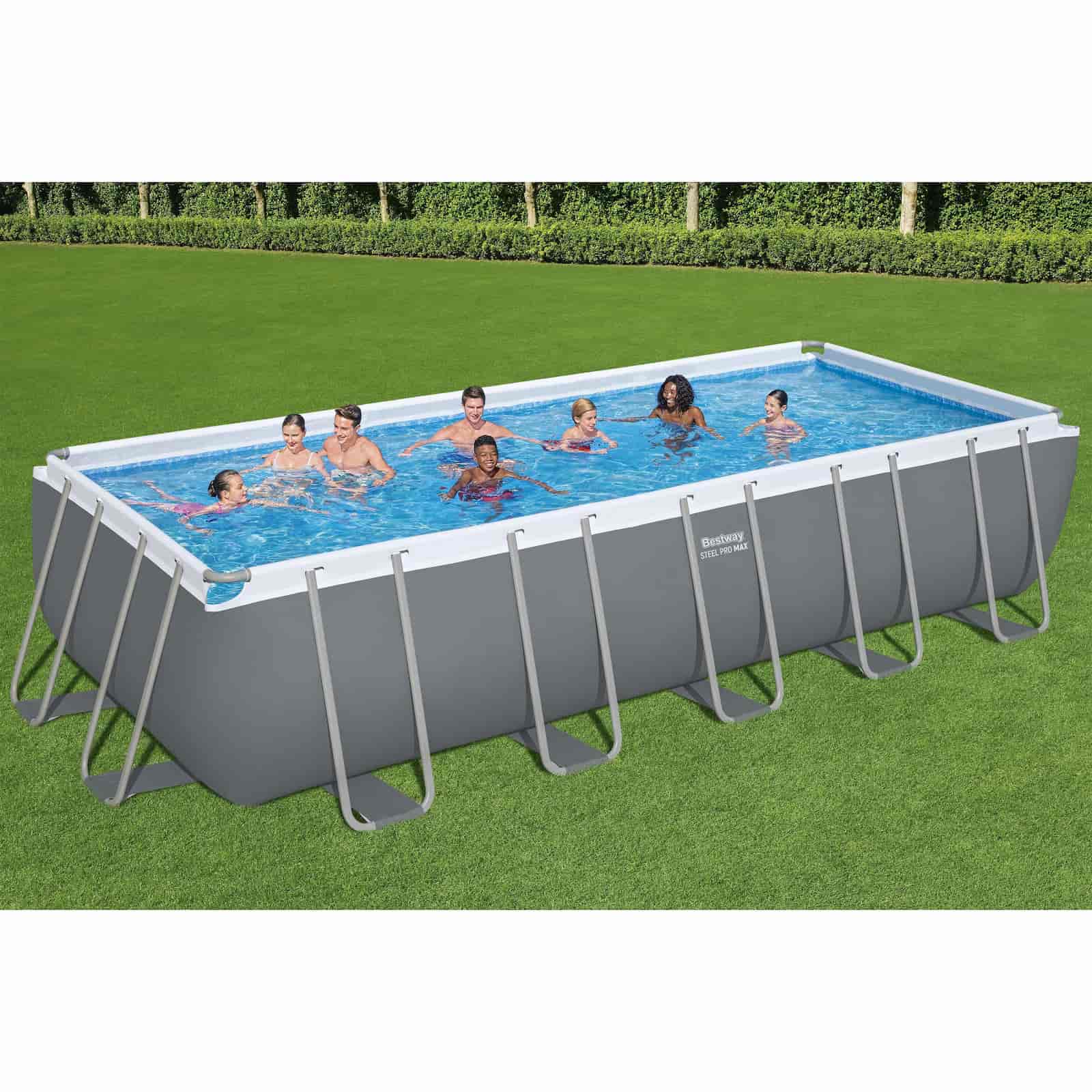 Piscina Desmontable Tubular Bestway Steel Pro Max Rectangular 640 x 274 x 132 cm con Depuradora de Arena de 6.056 l/h, Escalera y Cobertor - Imagen 2