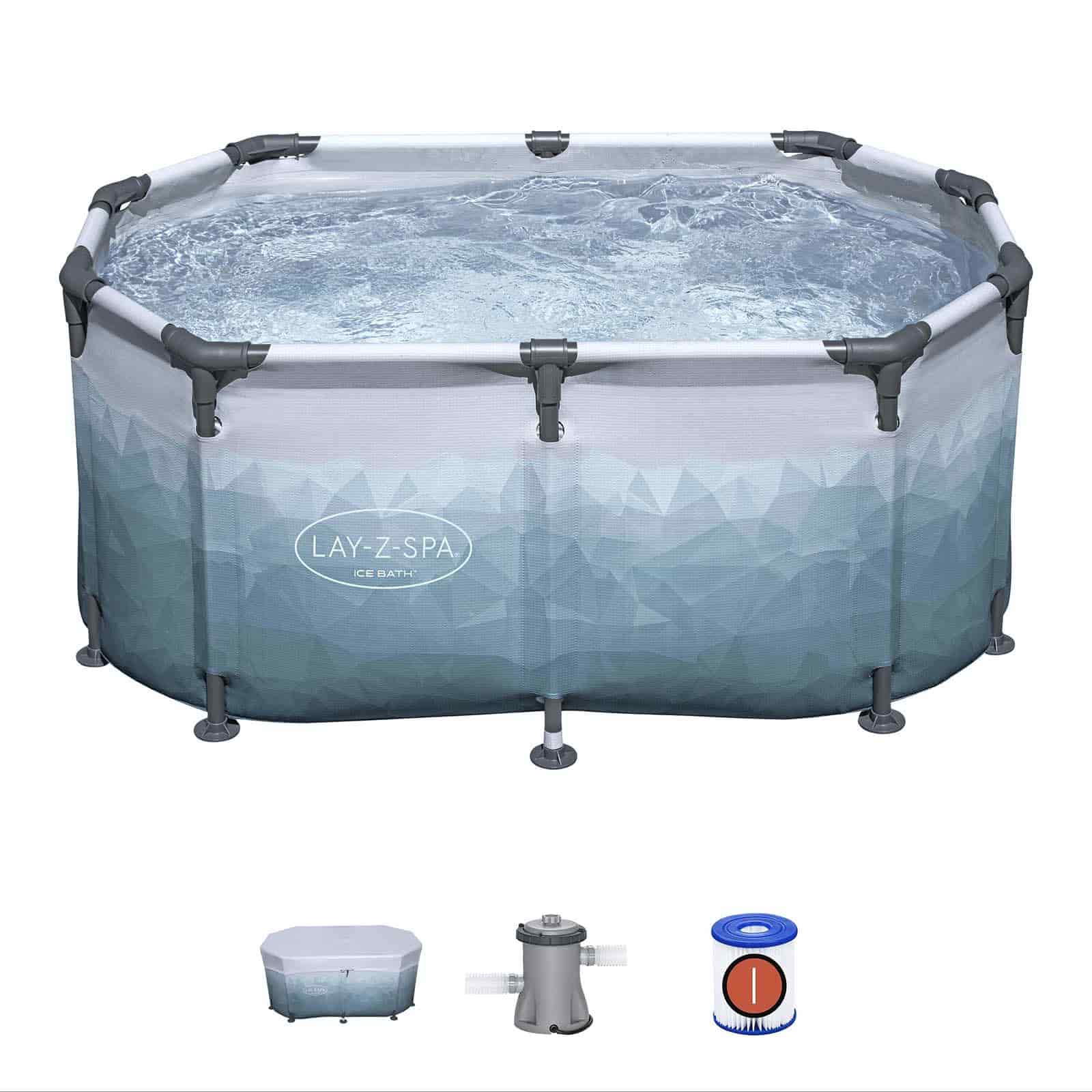 Banheira de banho de recuperação com gelo Lazy-Z Spa Glacial Dip Spa 150 x 90 x 65 cm para 2 pessoas | Bomba de filtro