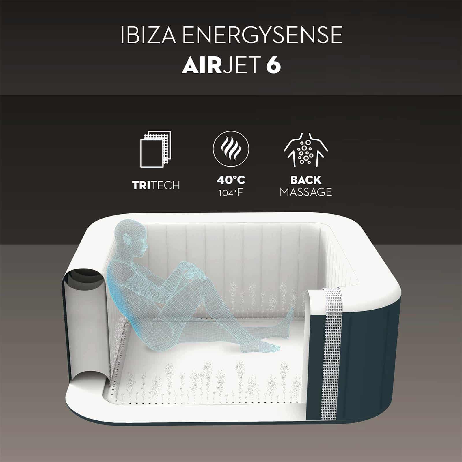 Spa Hinchable Bestway Lay-Z-Spa Ibiza Energy-Efficient AirJet 6 180x180x66 cm para 4-6 personas en verde oscuro | Airjet 140 chorros - Imagen 5
