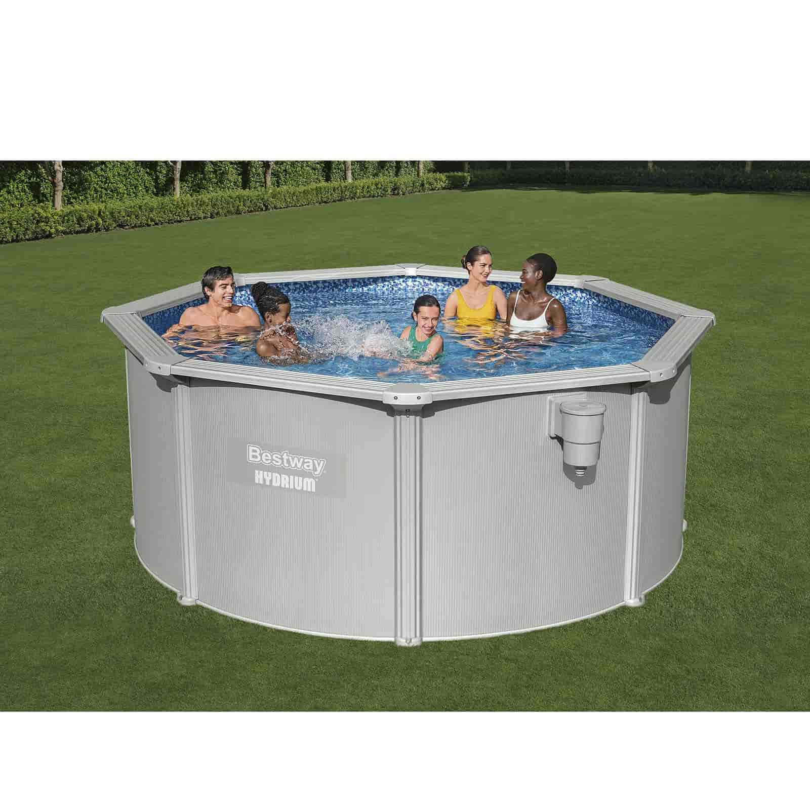 Piscina Desmontable Redonda de Acero Bestway Hydrium Ø305 x 122 cm con Depuradora de Arena 3.596 l/h, Lona de Fondo, Cobertor y Escalera - Imagen 2