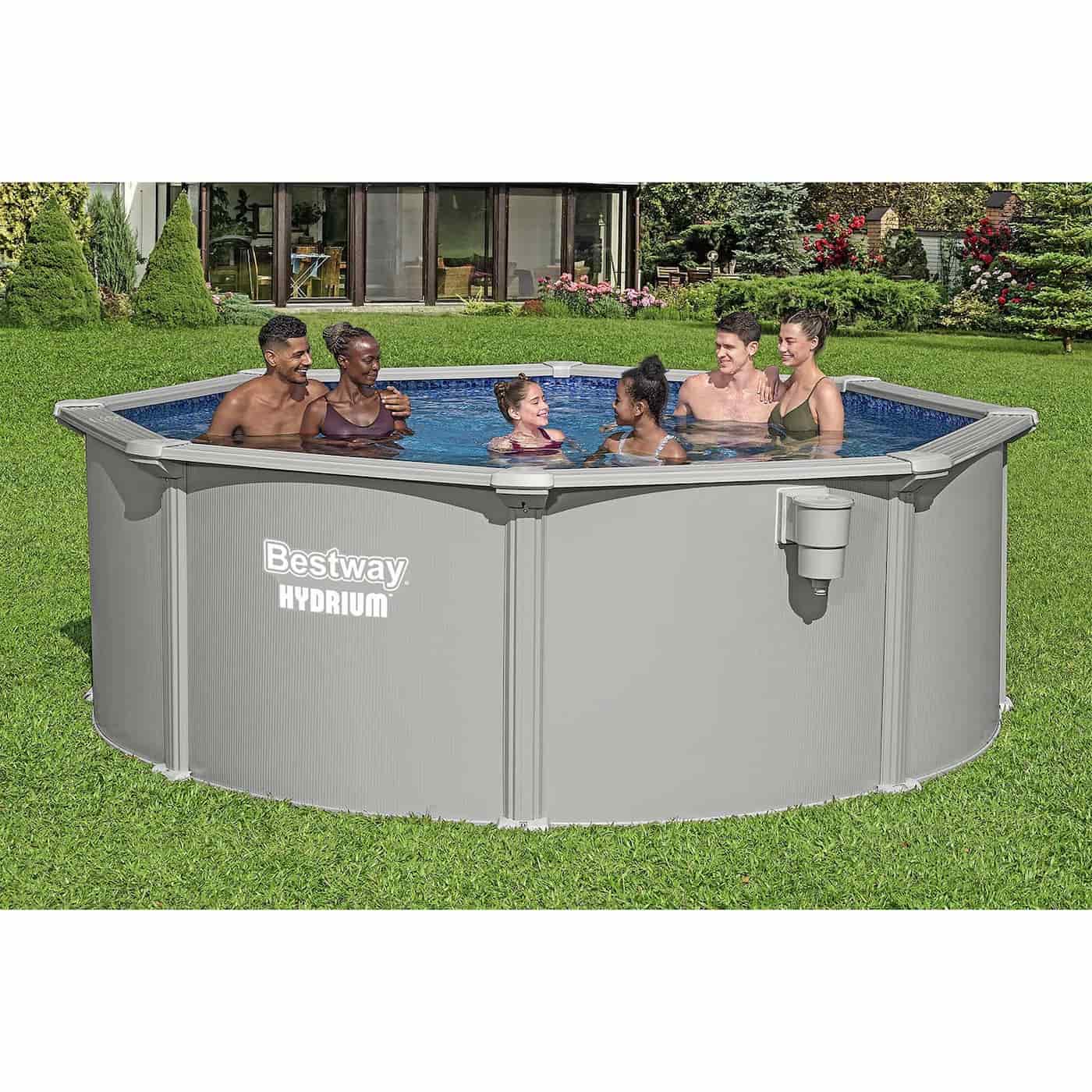 Piscina removível de aço redondo Bestway Hydrium Ø366 x 122 cm com purificador de areia 3.596 l/h, lona inferior, cobertura e escada - Image 2