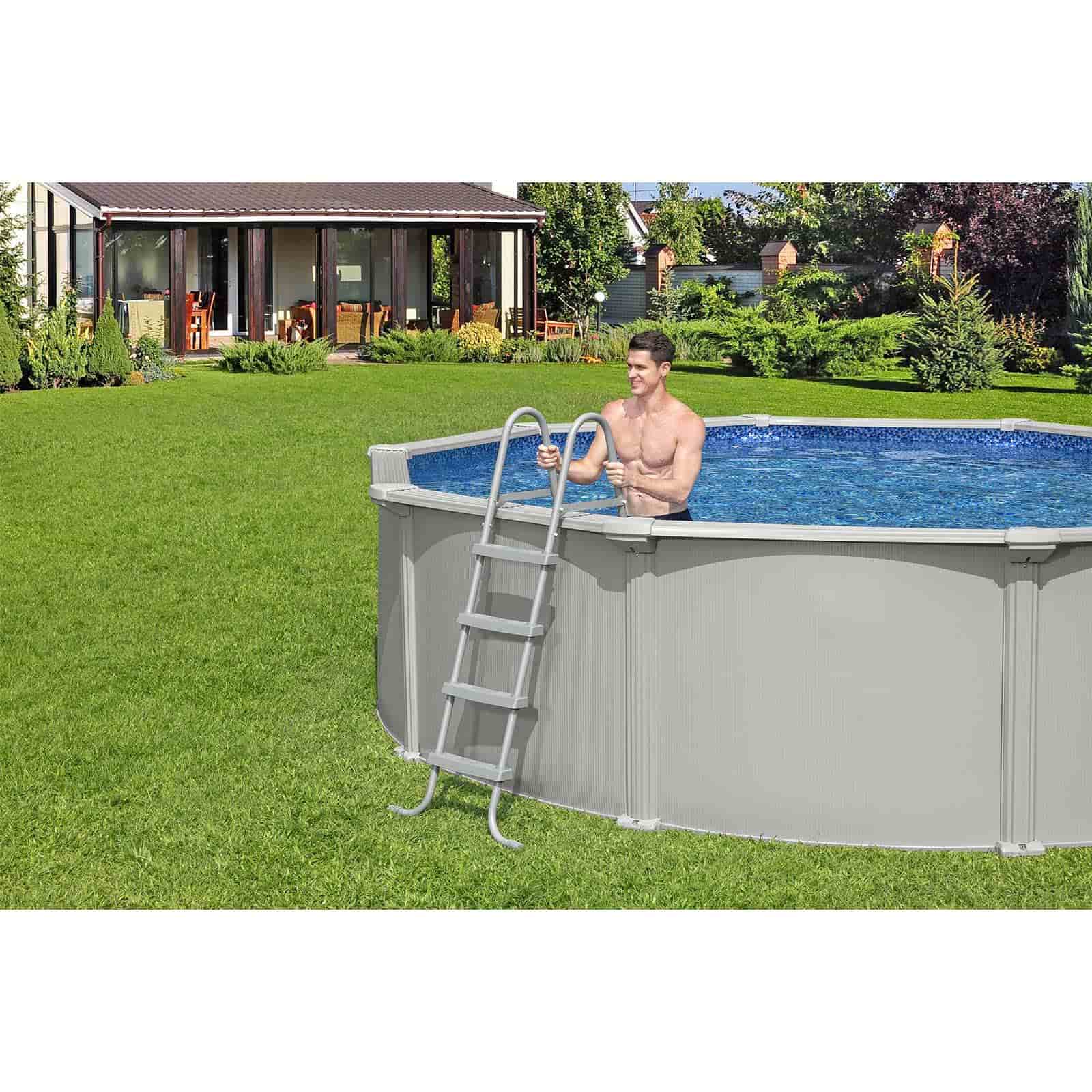 Bestway Hydrium Piscina Redonda de Aço Destacável Ø457 x 122 cm com Filtro de Areia 6.056 l/h, Lona Inferior, Tampa e Escada - Image 2
