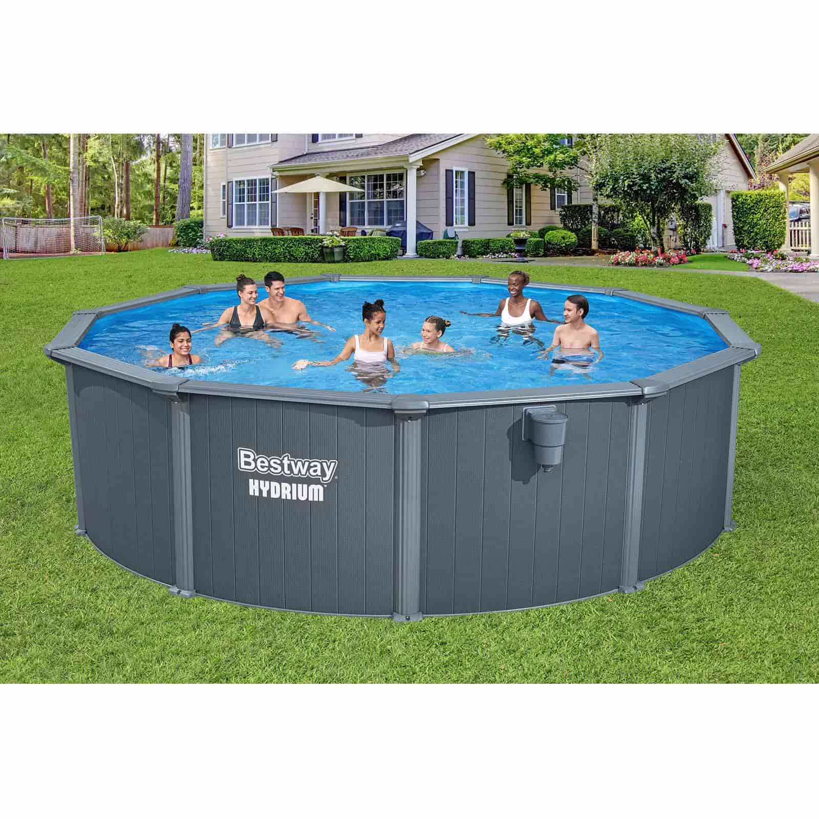 Piscina removível de Aço redonda Bestway Hydrium Ø488 x 132 cm com Filtro de Areia 6.056 l/h, Lona inferior, Tampa e Escada - Image 2