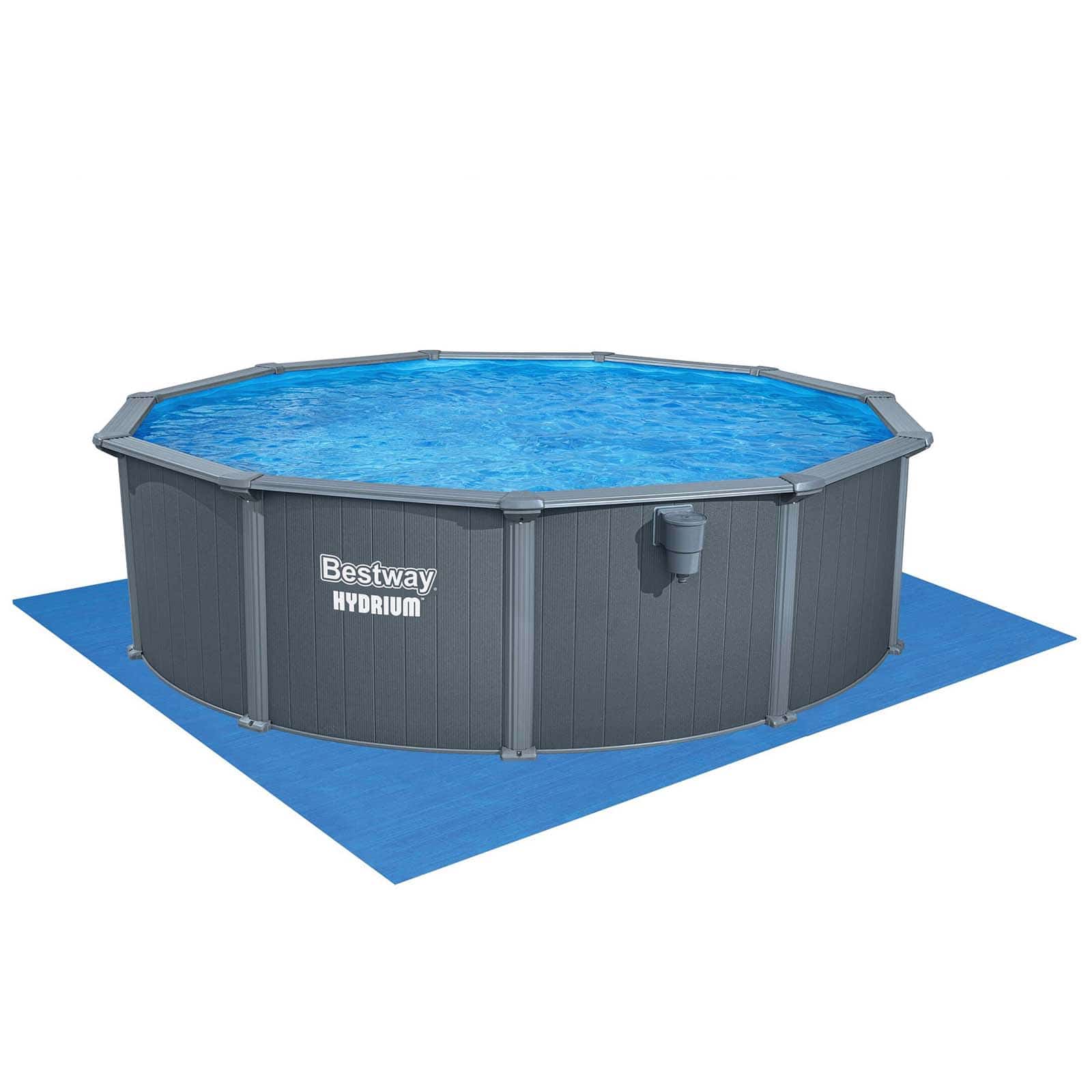 Piscina Desmontable Redonda de Acero Bestway Hydrium Ø488 x 132 cm con Depuradora de Arena 6.056 l/h, Lona de Fondo, Cobertor y Escalera - Imagen 4