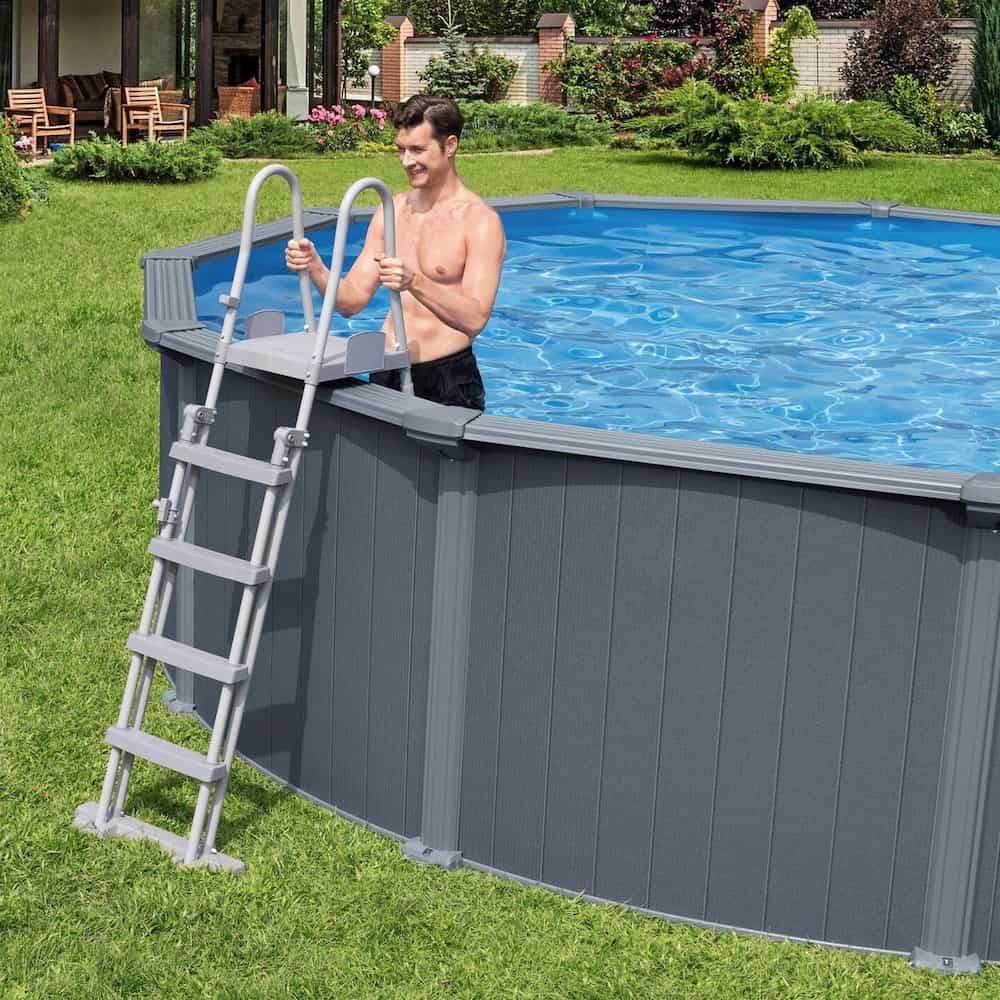 Piscina removível de Aço redonda Bestway Hydrium Ø549 x 132 cm com Filtro de Areia 6.056 l/h, Lona inferior, Tampa e Escada - Image 2