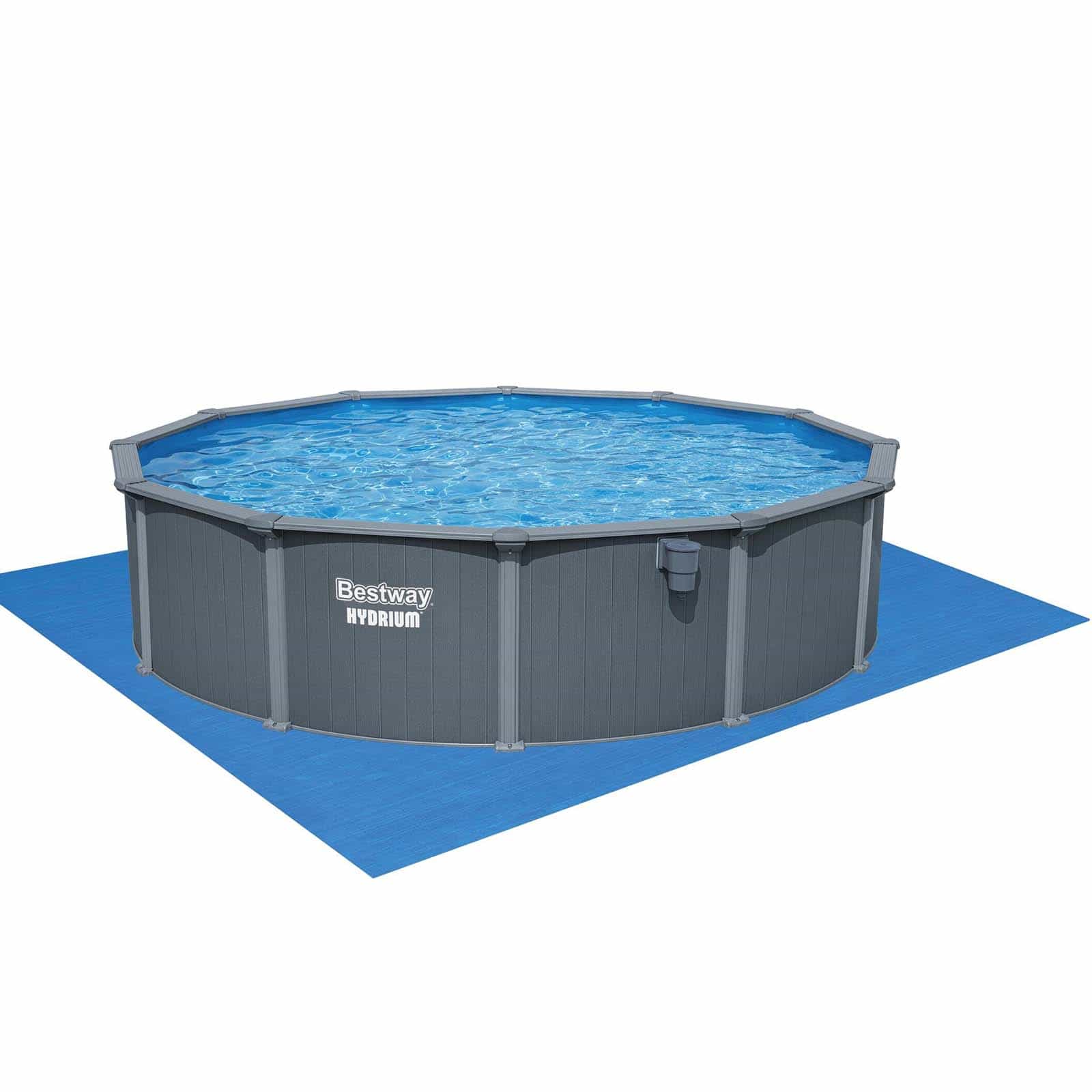 Piscina removível de Aço redonda Bestway Hydrium Ø549 x 132 cm com Filtro de Areia 6.056 l/h, Lona inferior, Tampa e Escada - Image 4
