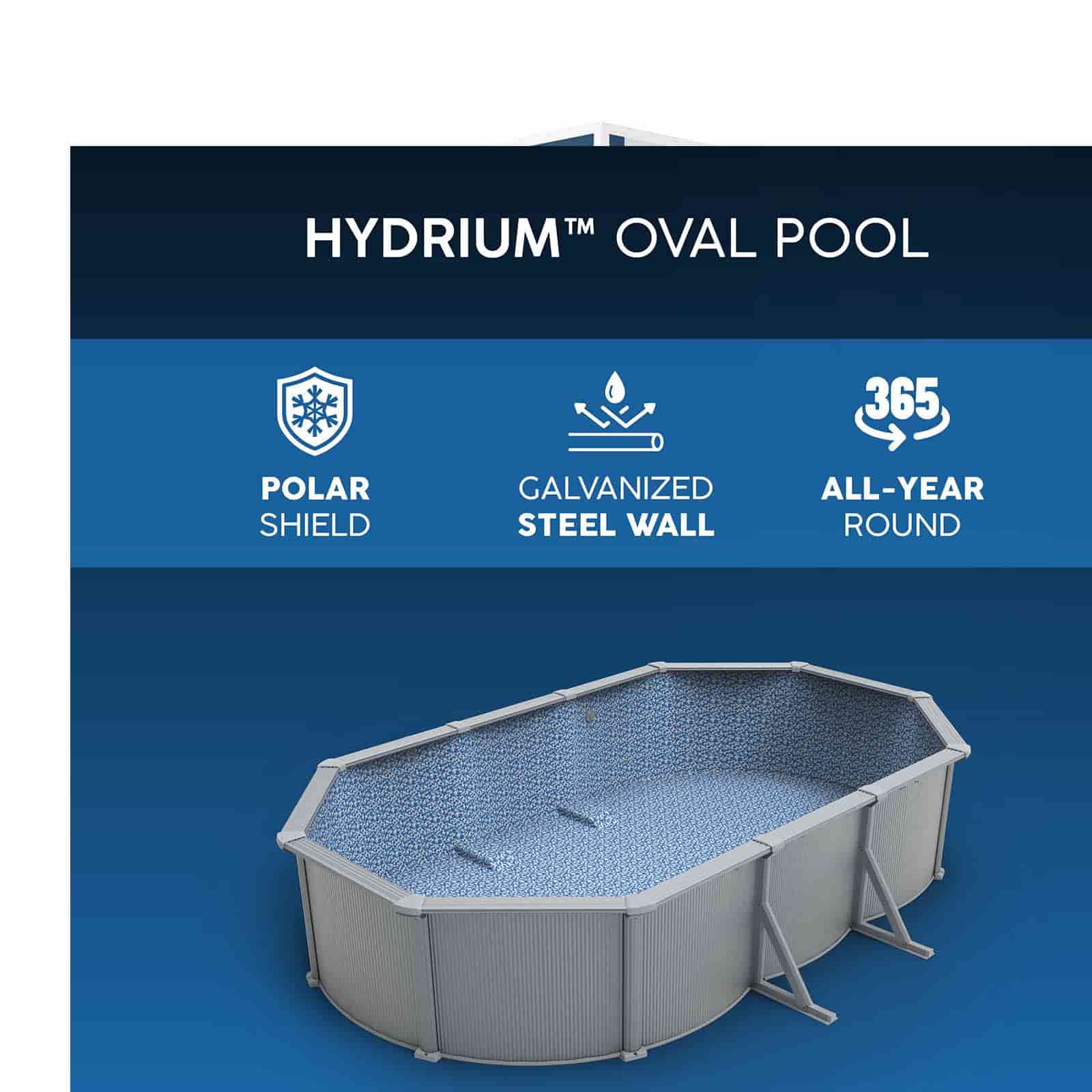 Piscina Desmontable Ovalada de Acero Bestway Hydrium 610 x 366 x 122 cm con Depuradora de Arena de 6.056 l/h, Lona de Fondo, Cobertor y Escalera - Imagen 13