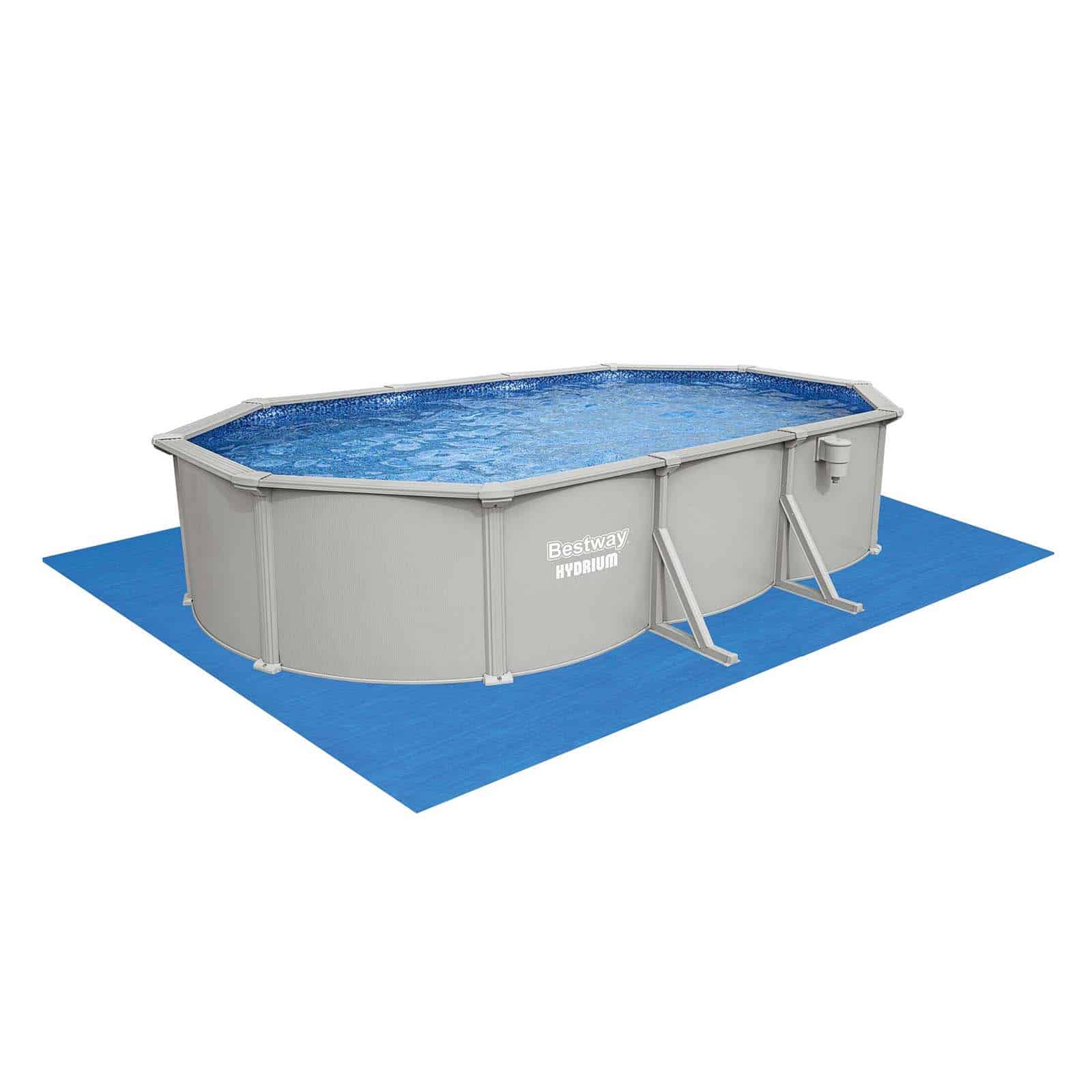 Piscina Desmontable Ovalada de Acero Bestway Hydrium 610 x 366 x 122 cm con Depuradora de Arena de 6.056 l/h, Lona de Fondo, Cobertor y Escalera - Imagen 4