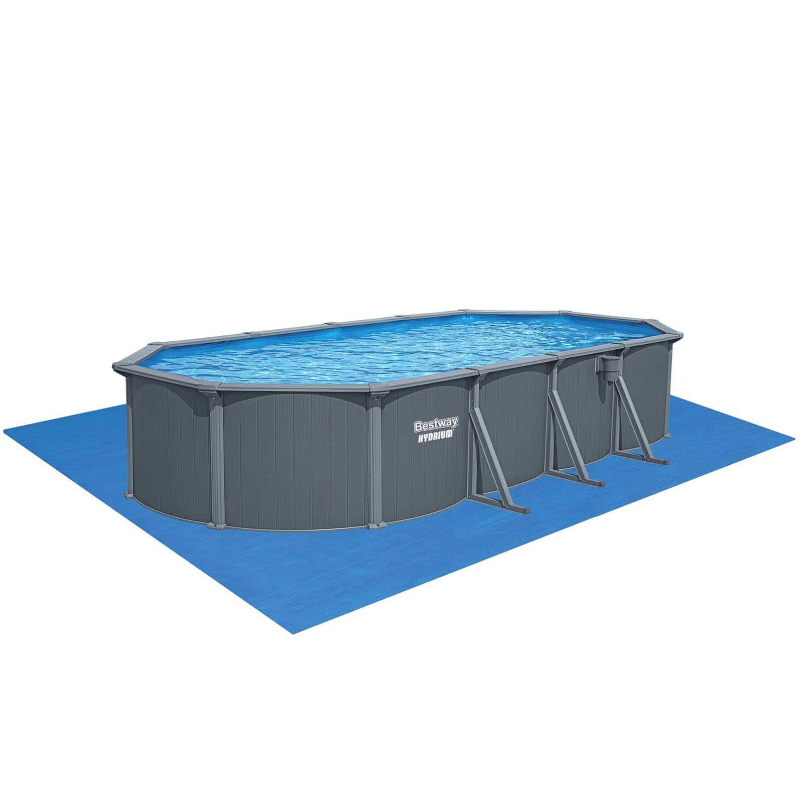 Piscina Desmontable Ovalada de Acero Bestway Hydrium 732 x 366 x 132 cm con Depuradora de Arena de 6.056 l/h, Lona de Fondo, Cobertor y Escalera - Imagen 4