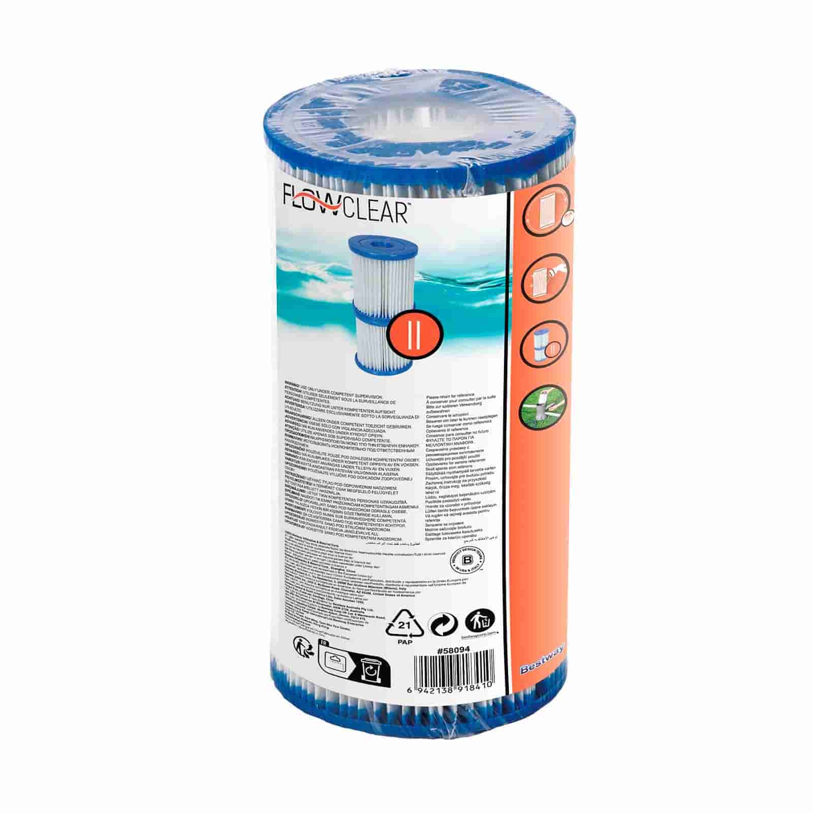 Pacote de 2 filtros de água para o purificador de cartuchos Bestway Tipo II de 2,006 e 3,028 l/h - Image 3