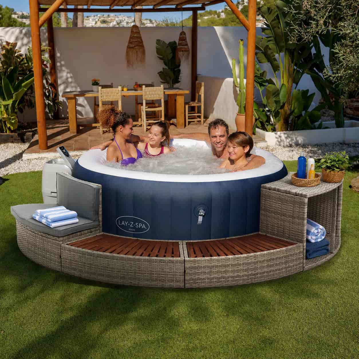 Spa insuflável Bestway Lay-Z-Spa Miami Energy-Efficient AirJet Ø180 x 66 cm + Revestimento K2O Half Surround 180 289x45x56 cm - Image 2