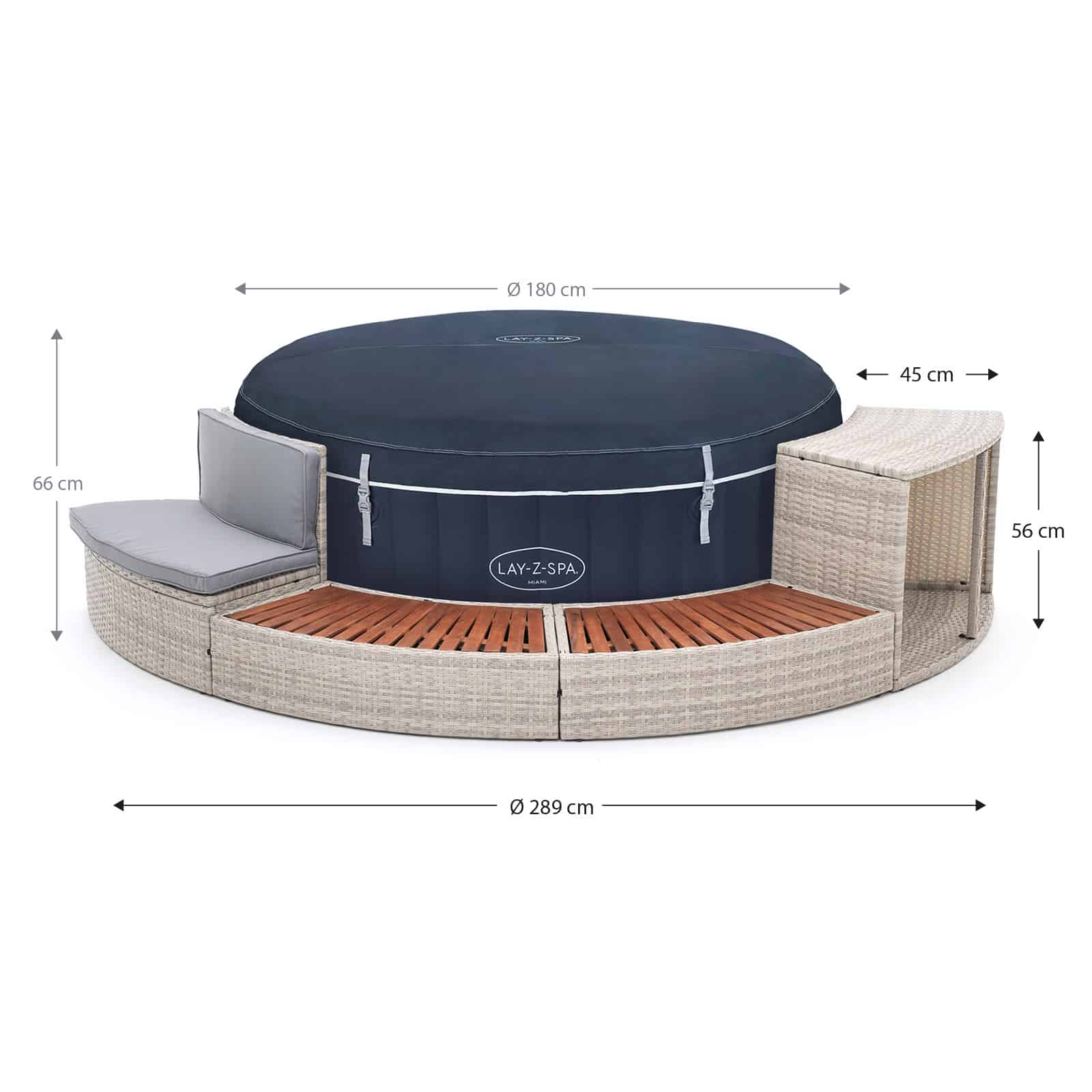 Spa insuflável Bestway Lay-Z-Spa Miami Energy-Efficient AirJet Ø180 x 66 cm + Revestimento K2O Half Surround 180 289x45x56 cm - Image 4
