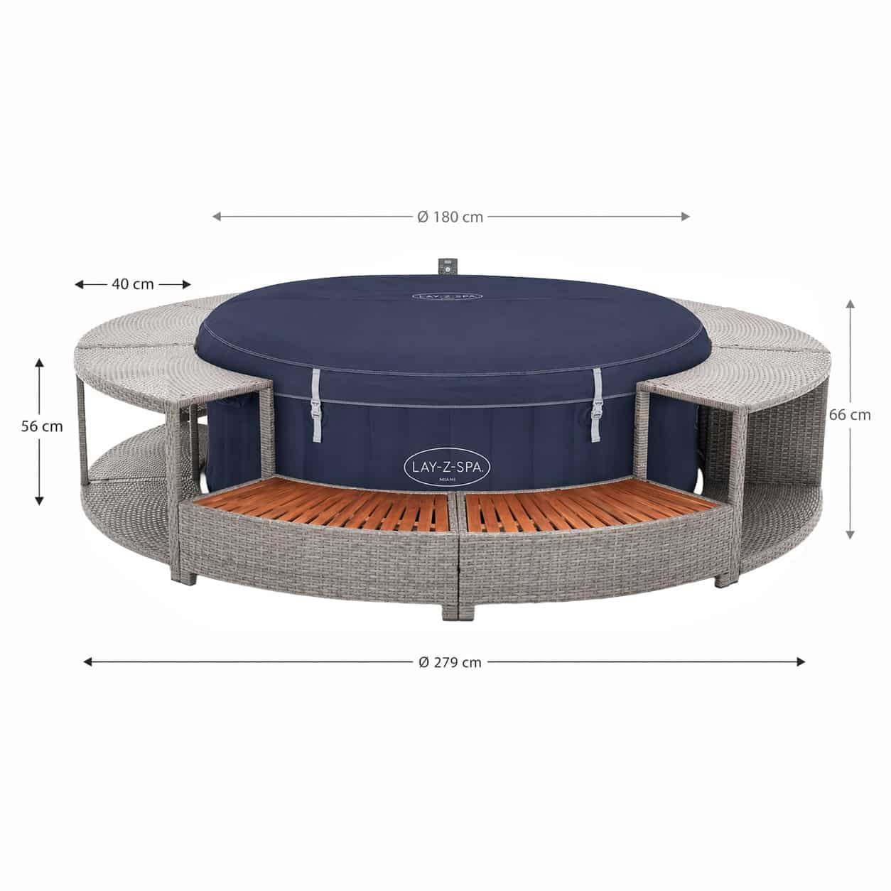 Spa insuflável Bestway Lay-Z-Spa Miami com jatos de ar e eficiência energética, Ø180 x 66 cm + Revestimento K2O Full Surround 180, 279 x 40 x 56 cm - Image 4