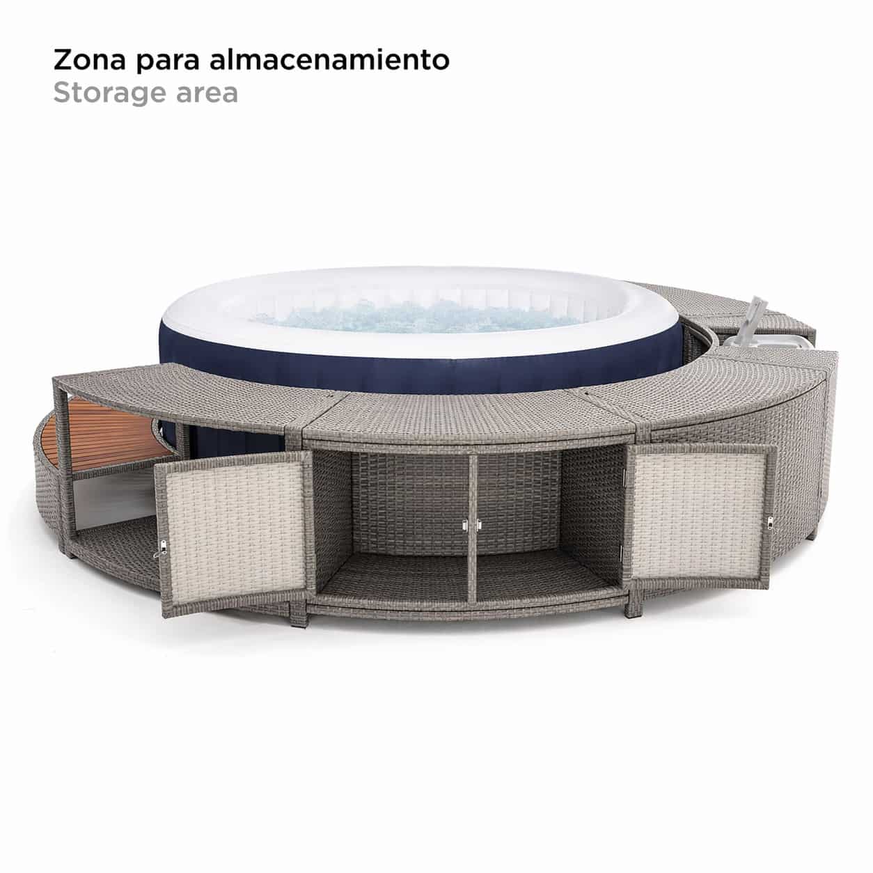 Spa insuflável Bestway Lay-Z-Spa Miami com jatos de ar e eficiência energética, Ø180 x 66 cm + Revestimento K2O Full Surround 180, 279 x 40 x 56 cm - Image 5