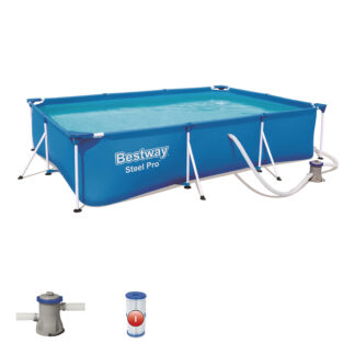 Piscina desmontável retangular Bestway Steel Pro 300 x 201 x 66 cm com revestimento DuraPlus e filtro de cartucho de 1.249 l/h