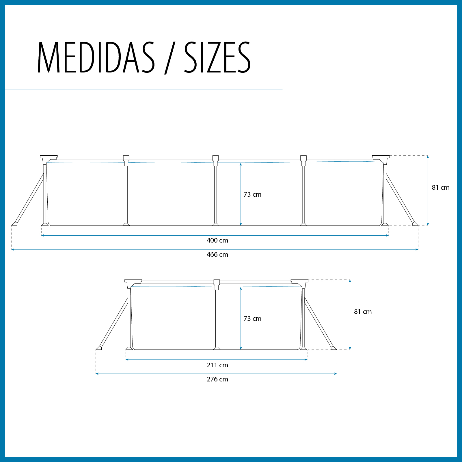 Piscina desmontável retangular Bestway Steel Pro 400 x 211 x 81 cm com filtro de cartucho de 1.249 l/h, cor azul - Image 4