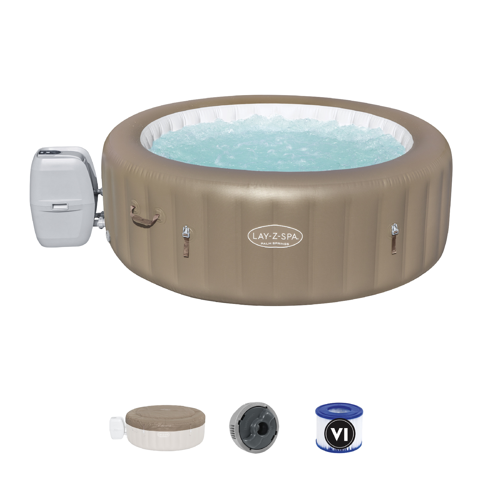 Spa insuflável Bestway Lay-Z-Spa Palm Springs AirJet Ø196x71 cm para 4-6 pessoas, com AirJet e cobertura