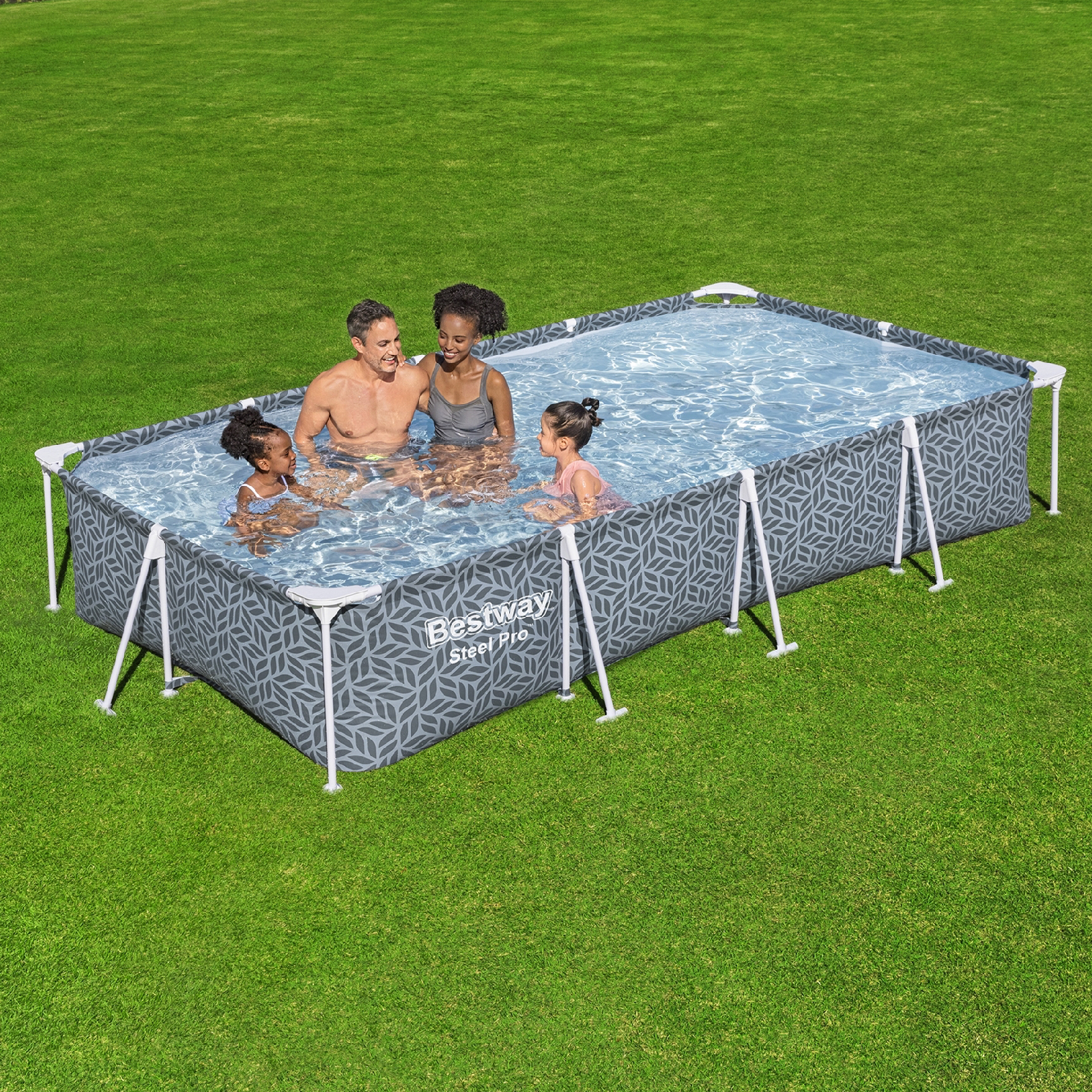 Piscina desmontável Bestway Steel Pro 366 x 201 x 66 cm com filtro de cartucho de 1 249 L/h e design com folhas cinzentas - Image 2