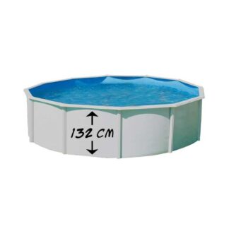 Piscina Redonda de Acero Toi Magnum 550x132 cm Escalera, Depuradora de Arena de 6.000 L/h y Tapiz, Color Blanco